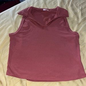pink collared sleeveless shirt, size L